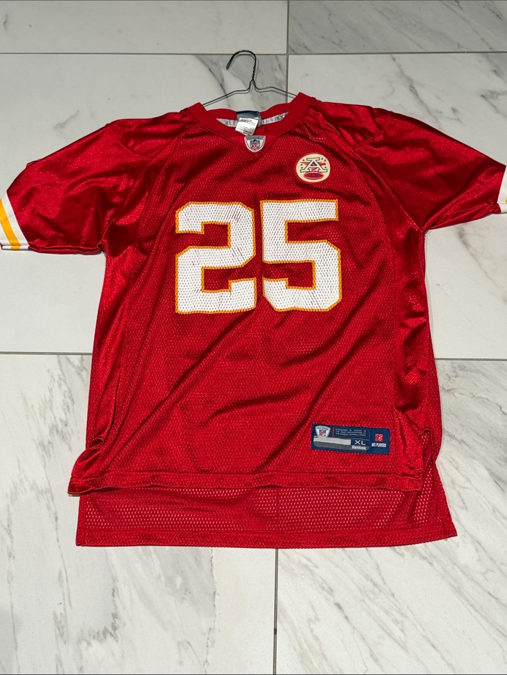 Reebok Kids Red Football Jersey with White & Gold Accents #25